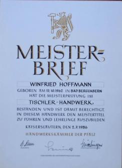 Tischlerei-Hoffmann-Über Uns-Meisterbrief